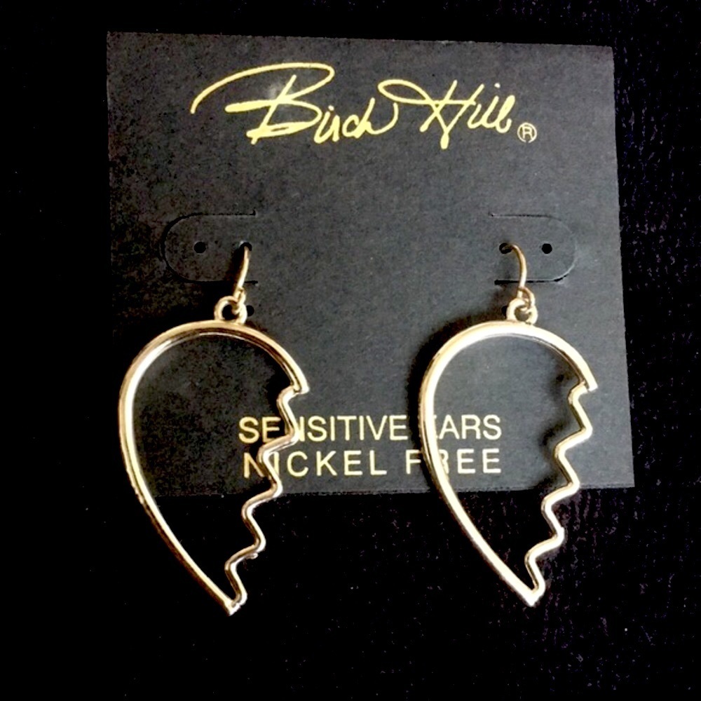 Silver Tone Broken Heart Earrings